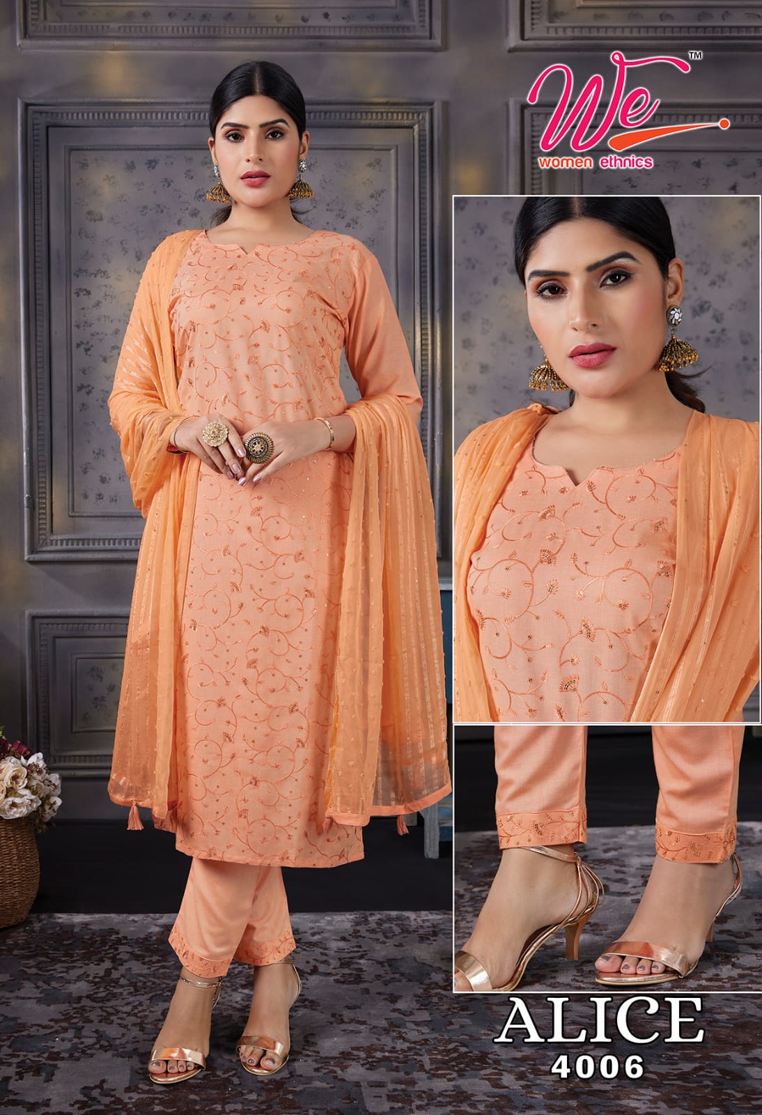 Alice By We 4001 To 4007 Rayon Designer Kurti With Bottom Dupatta Wholesale Shop In Surat